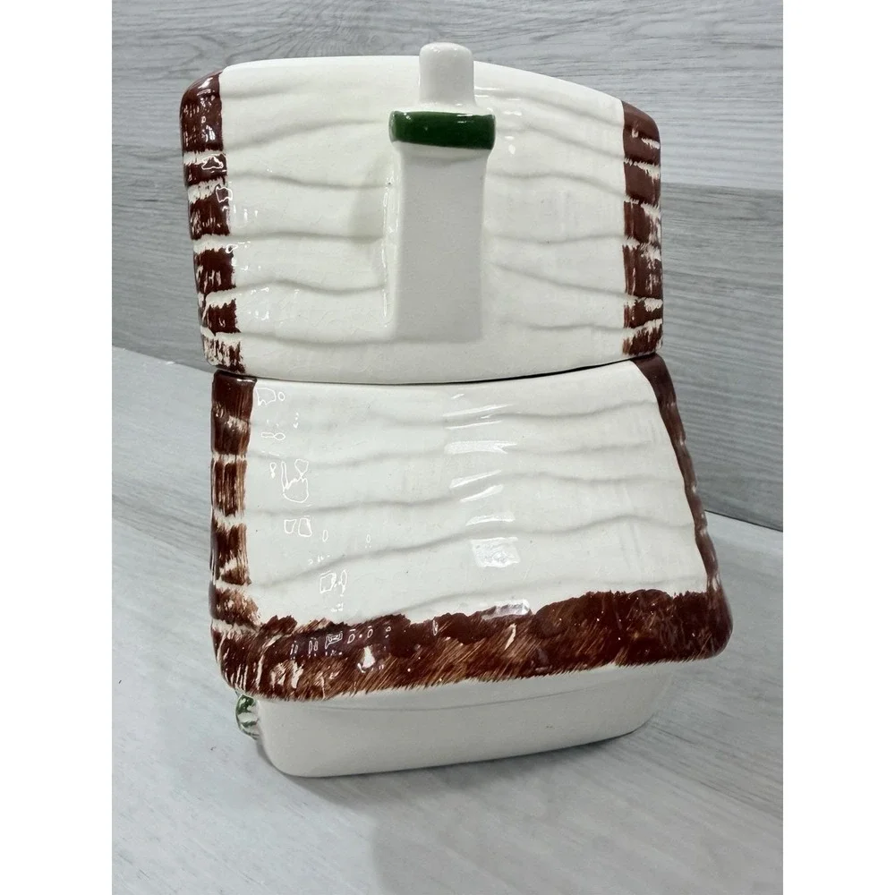 1953 Sierra Vista California Pottery Cottage Cookie Jar Thatched Roof House